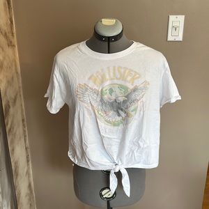A white tee with a tie in the front from Hollister.